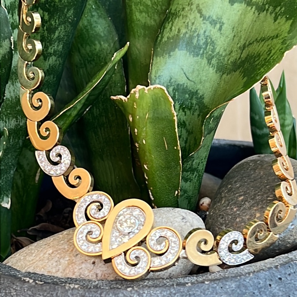 18 karat gold, and 4 1/2 carat diamond necklace - Picture 1 of 17